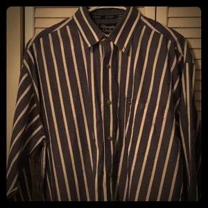 Mens blue wrangler classic button down shirt